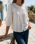 blouse en popeline de coton à manches trois quarts vue produit 09