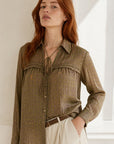 Blouse en voile imprimé cachemire à liens