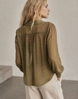 Blouse en voile imprimé cachemire à liens