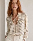 Blouse en voile imprimé cachemire à liens