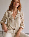 Blouse en voile imprimé cachemire à liens