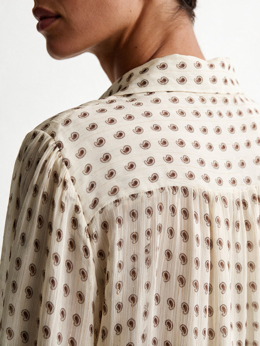 blouse patte boutonnée beige