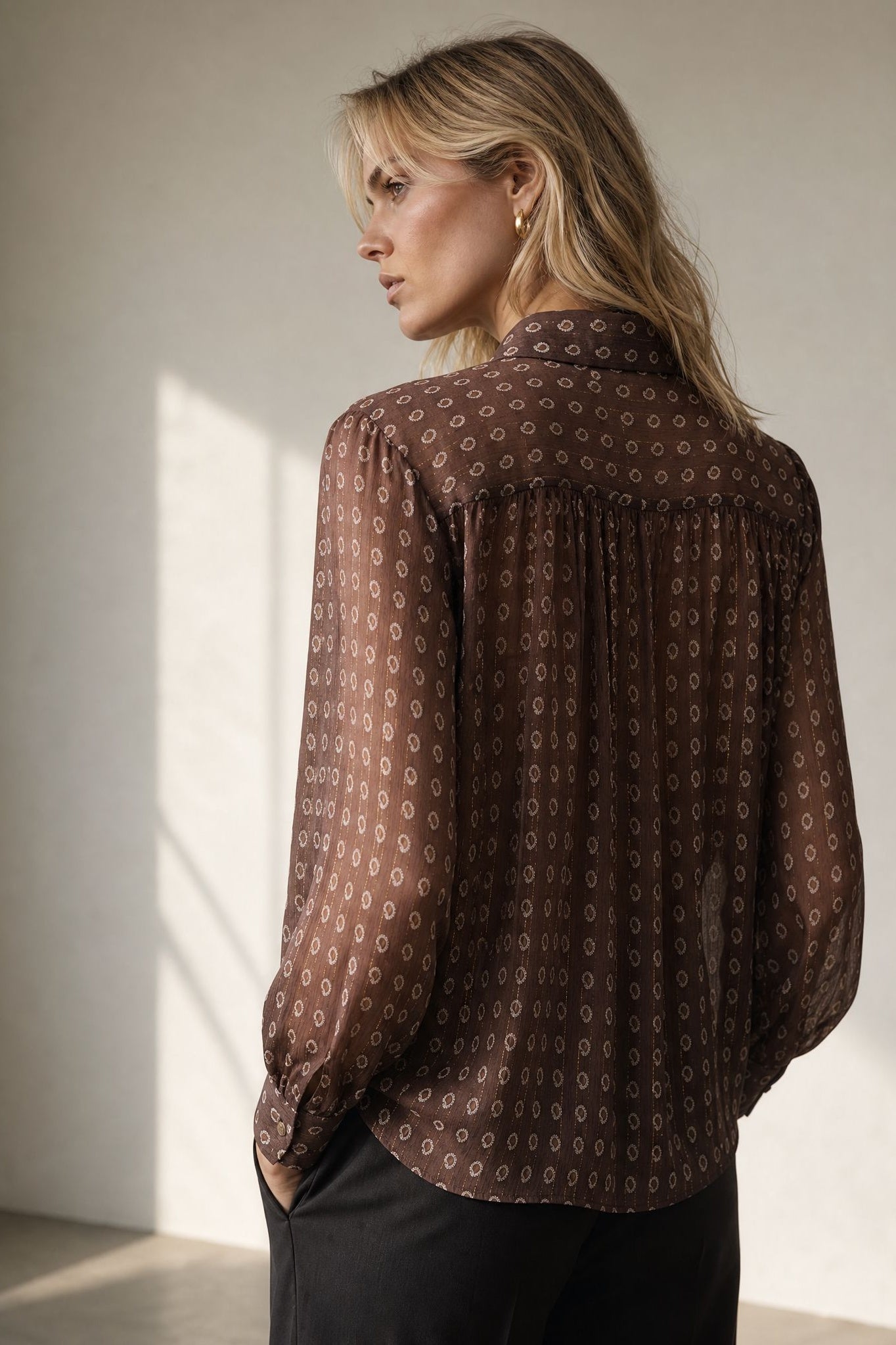 Blouse en voile imprimé cachemire à liens