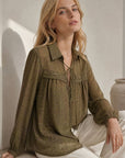 Blouse en voile imprimé cachemire à liens
