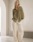 Blouse en voile imprimé cachemire à liens