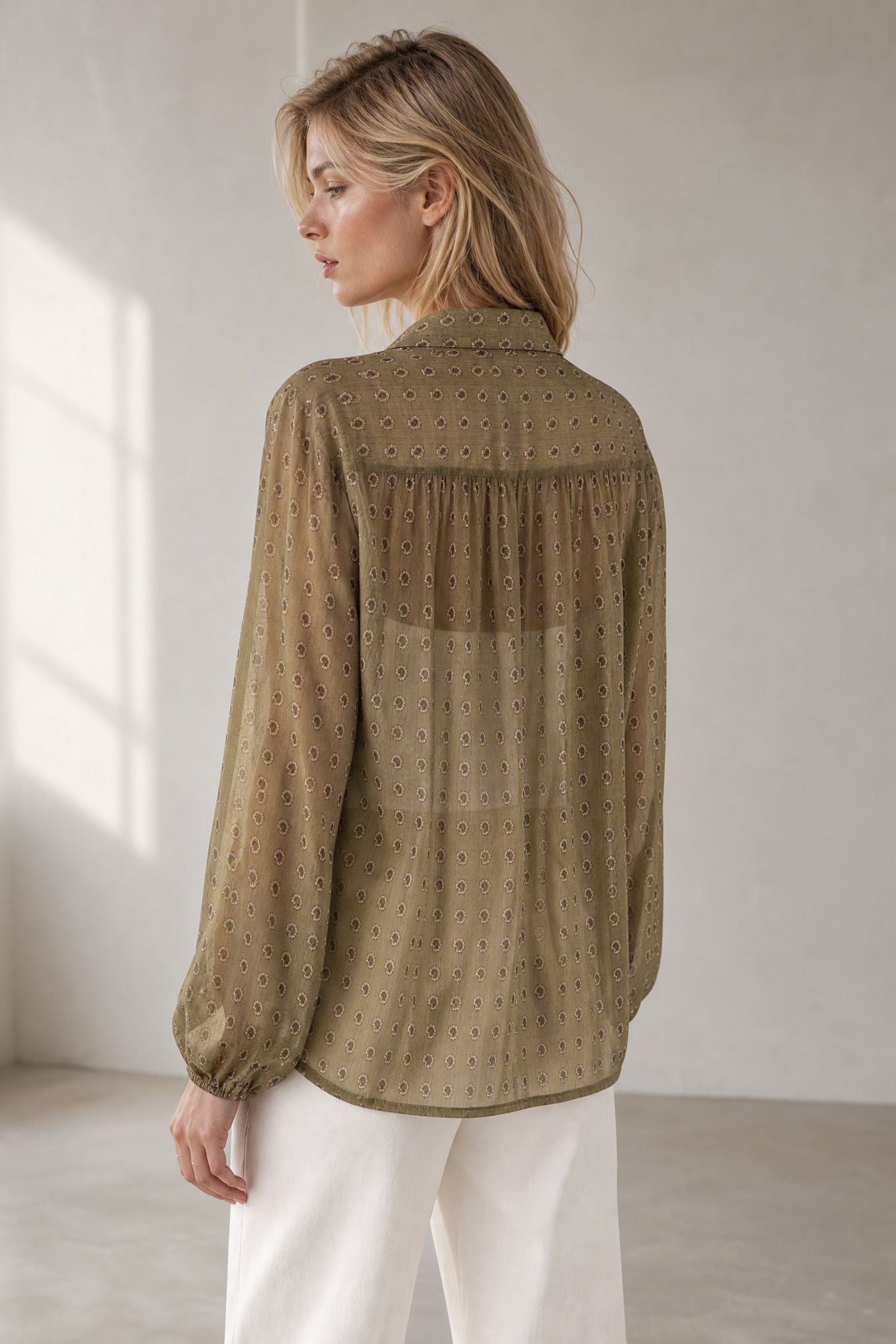 Blouse en voile imprimé cachemire à liens