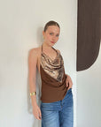 top13879 blouse a bretelles a sequins marron cuivre image 3