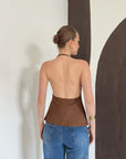 top13879 blouse a bretelles a sequins marron cuivre image 5