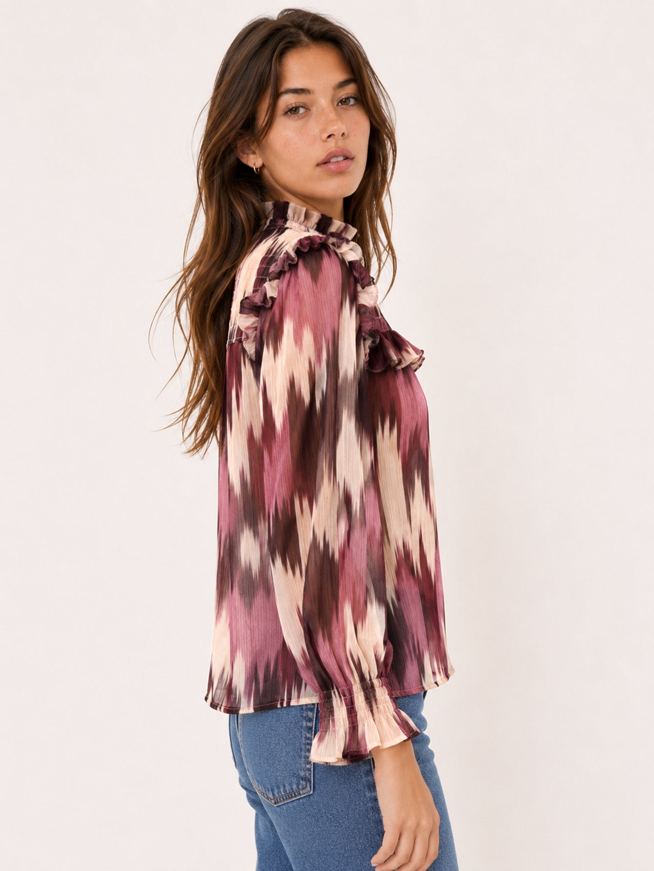 Face blouse ikat manches longues
