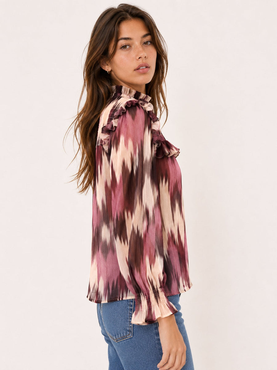 Face blouse ikat manches longues