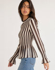 Blouse rayée marron face