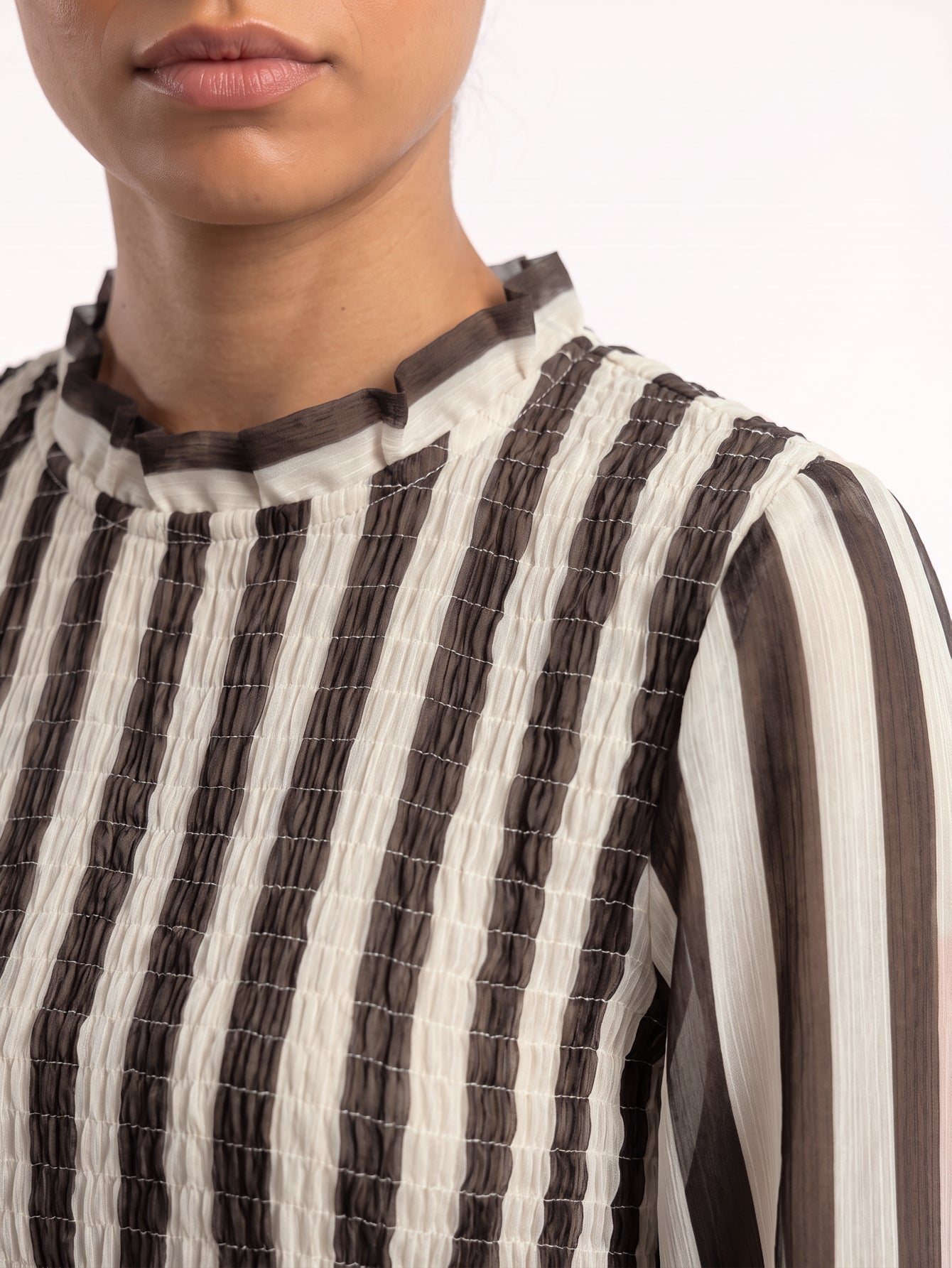 Blouse rayée marron dos