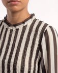 Blouse rayée marron dos
