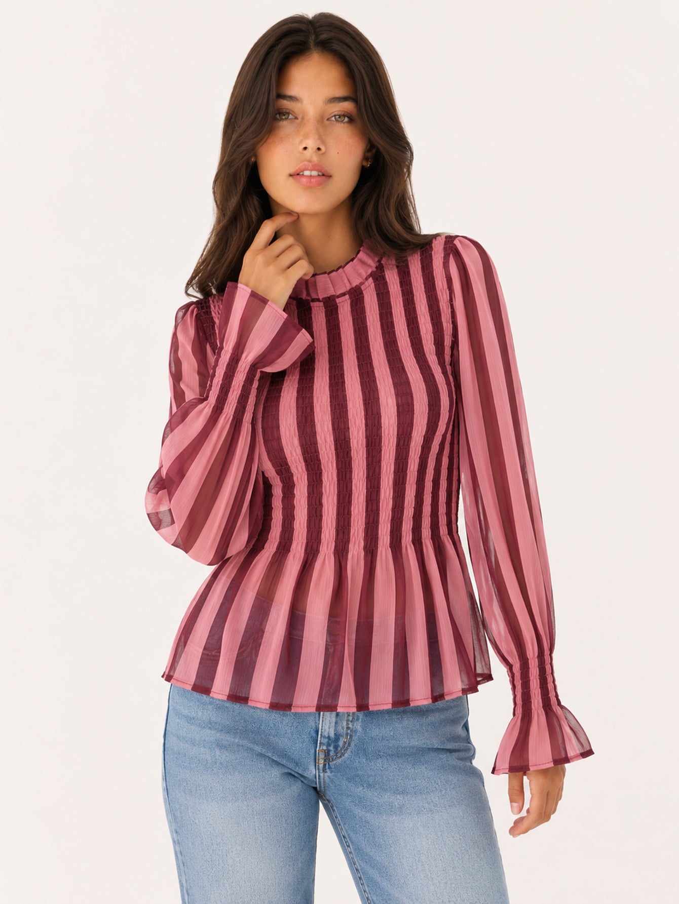 Blouse rayée bordeaux face