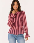 Blouse rayée bordeaux face