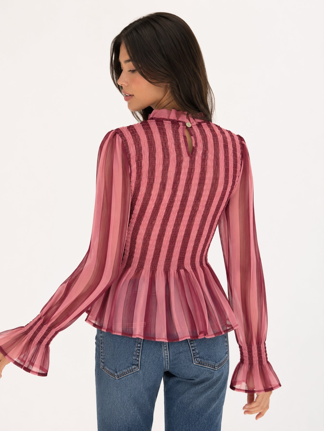 Blouse rayée bordeaux 3 4