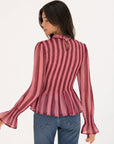 Blouse rayée bordeaux 3 4