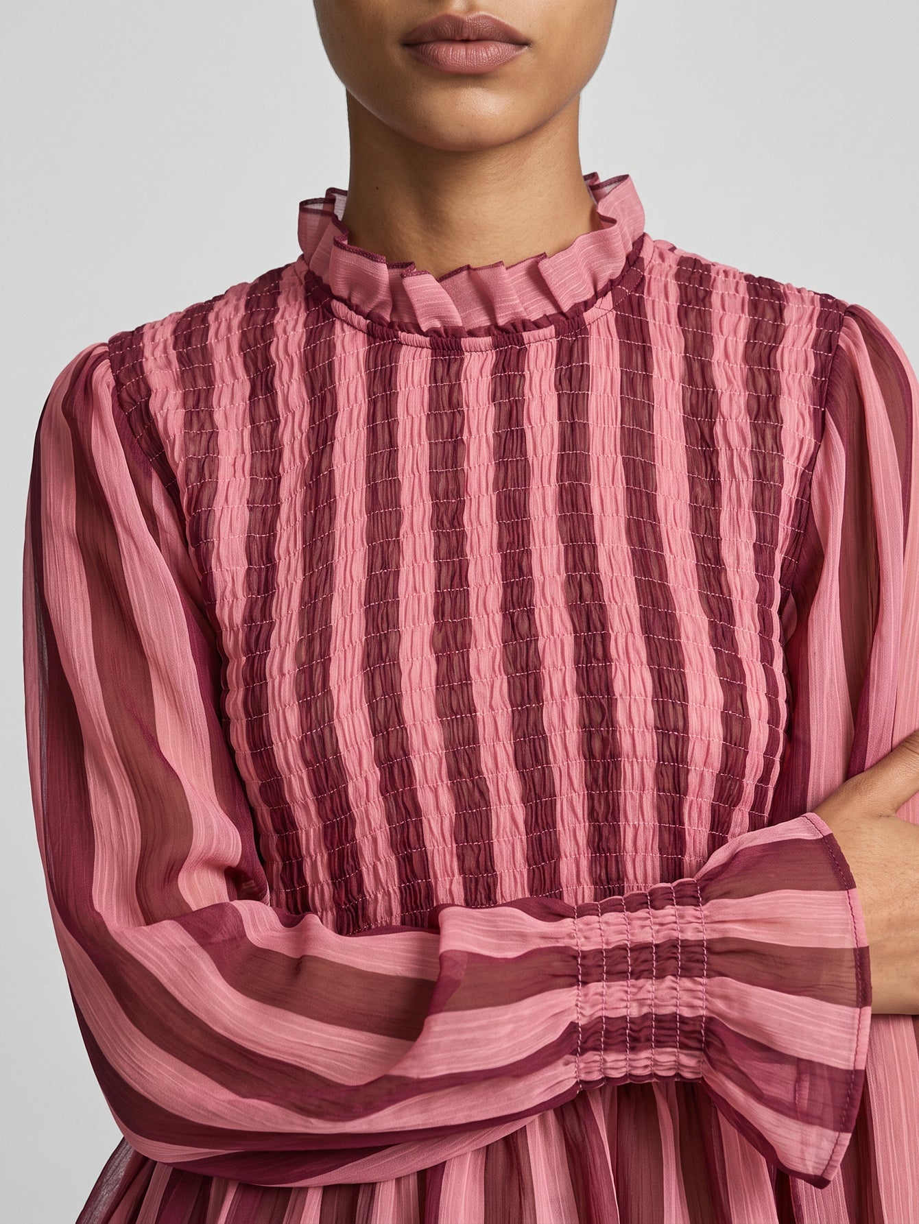 Blouse rayée bordeaux dos