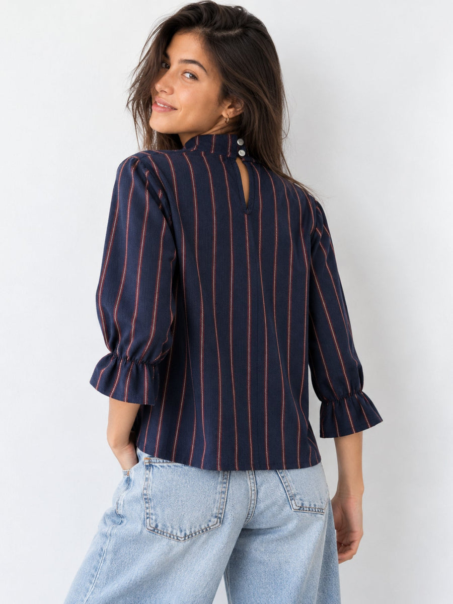 blouse bleu nuit profil manches 3 4