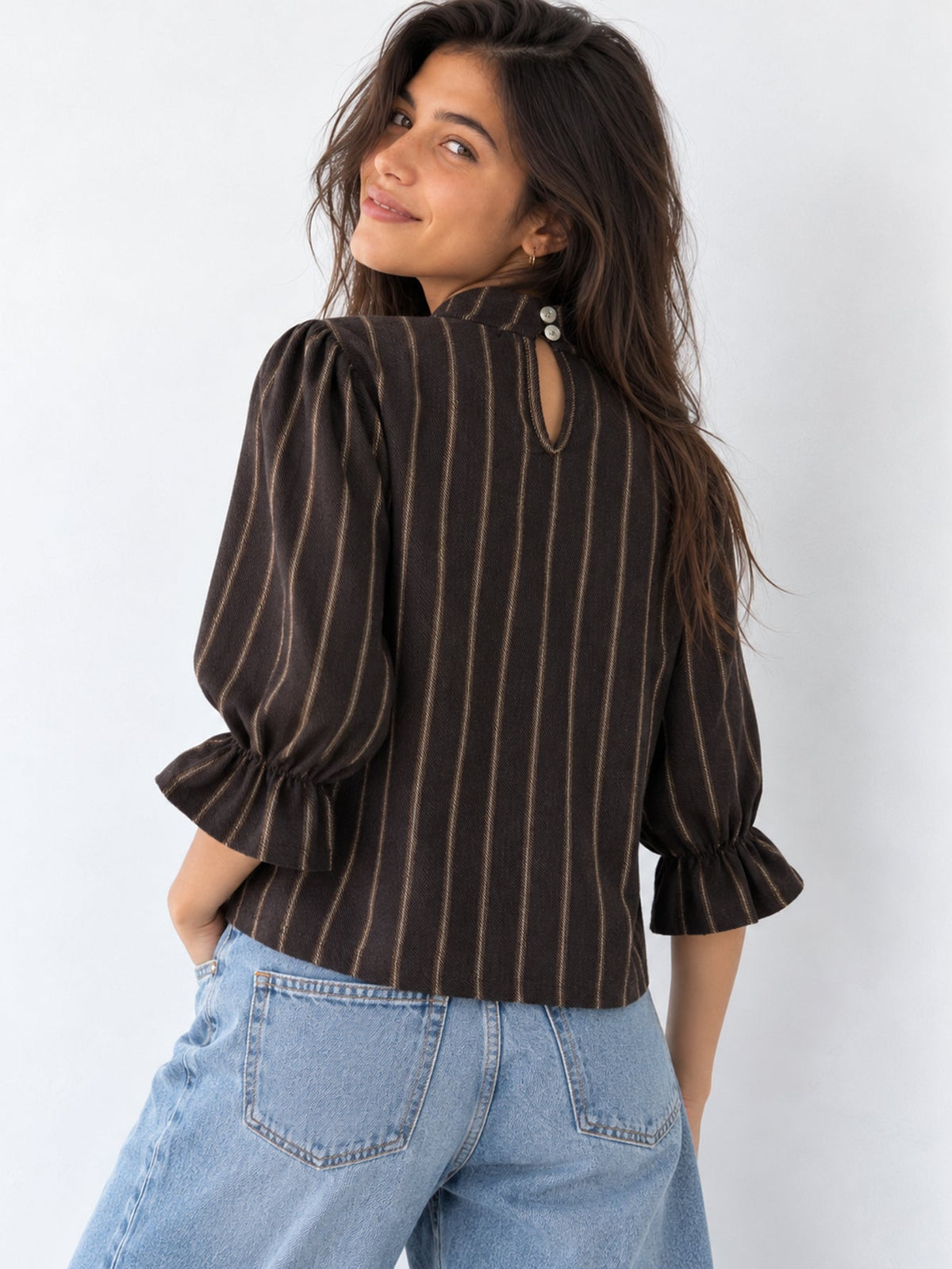 blouse rayée dos boutonné