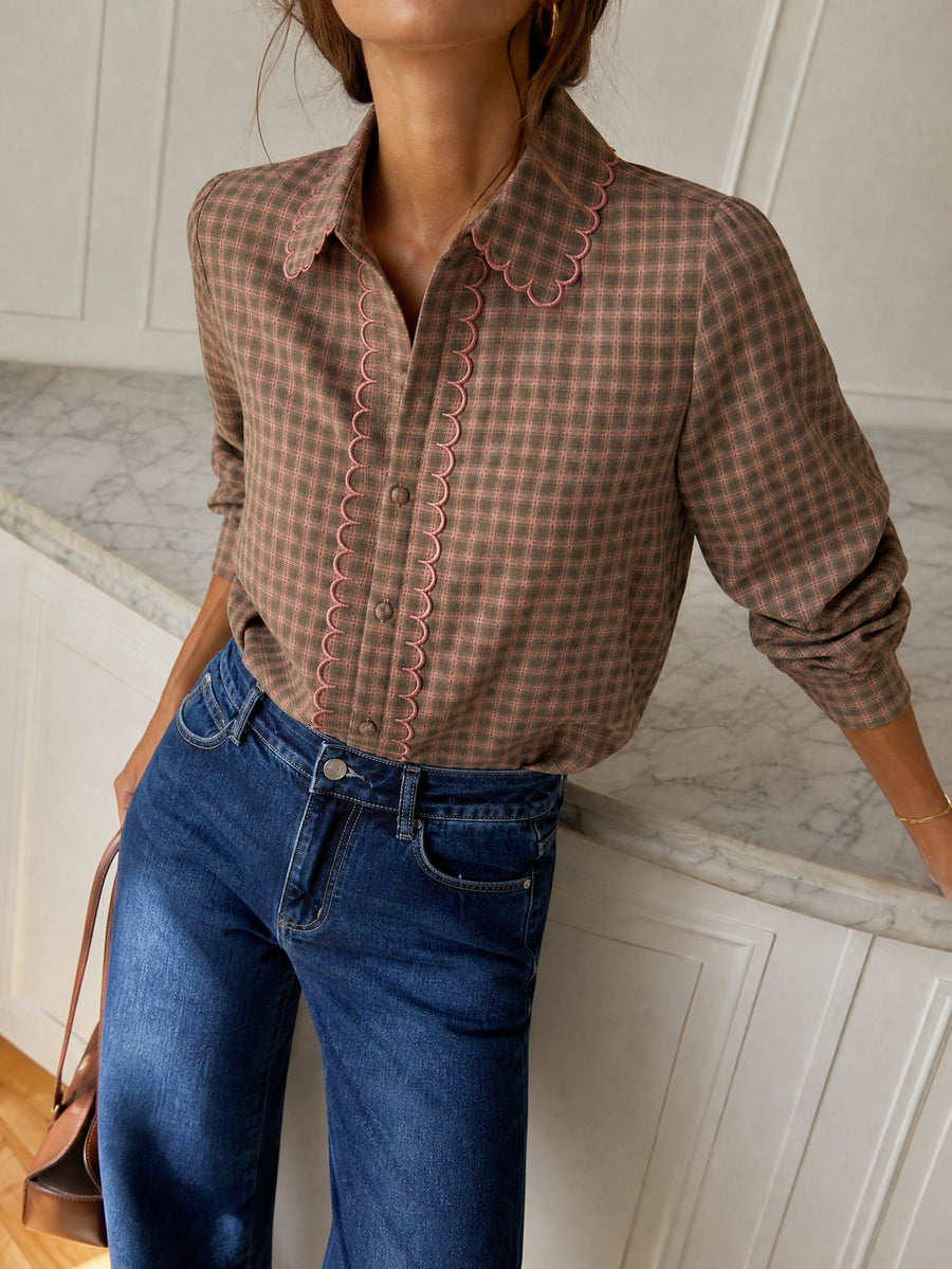 blouse texturée à col tailleur et manches longues vue produit 01