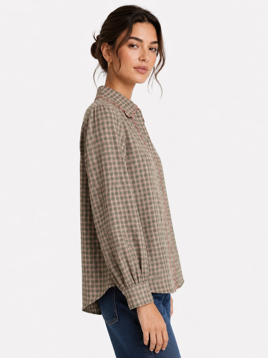 blouse texturée à col tailleur et manches longues vue produit 11