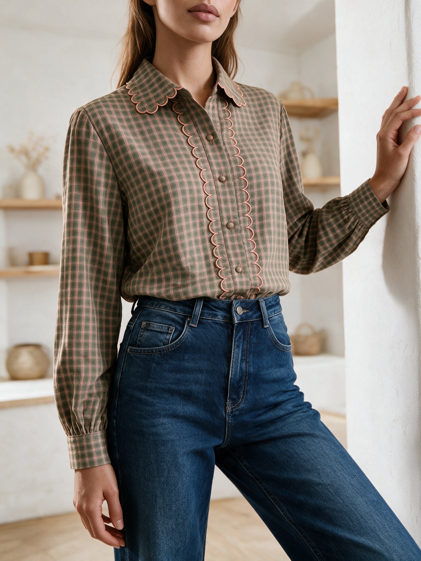 blouse texturée à col tailleur et manches longues vue produit 16