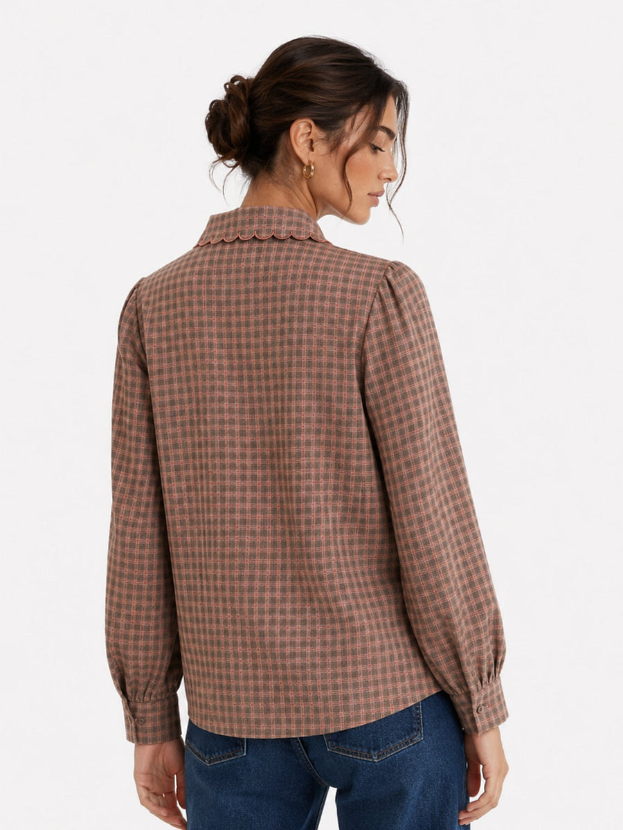 blouse texturée à col tailleur et manches longues vue produit 04