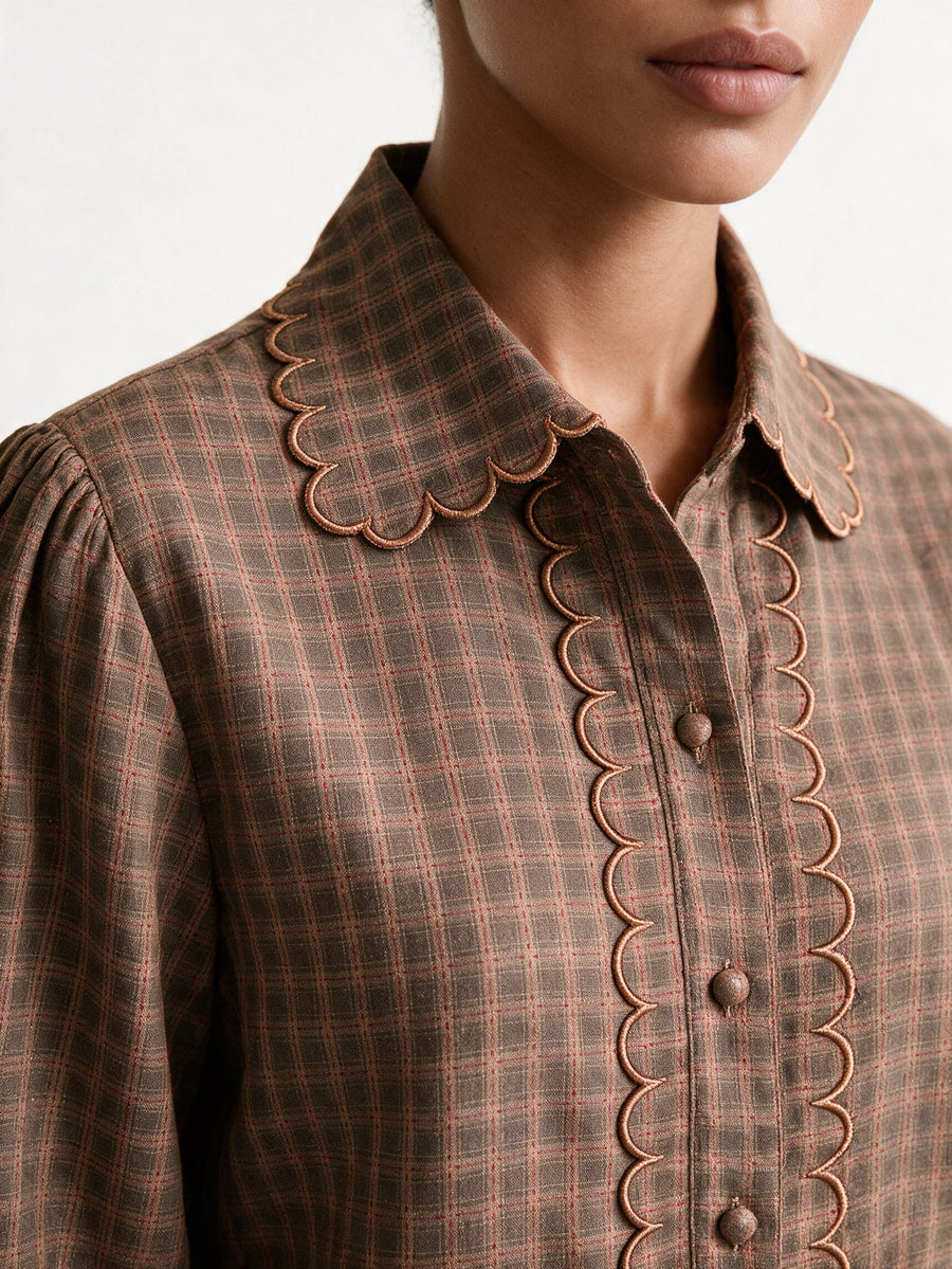 blouse texturée à col tailleur et manches longues vue produit 05