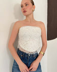 top13876 blouse sans bretelles en dentelle francaise creme image 1