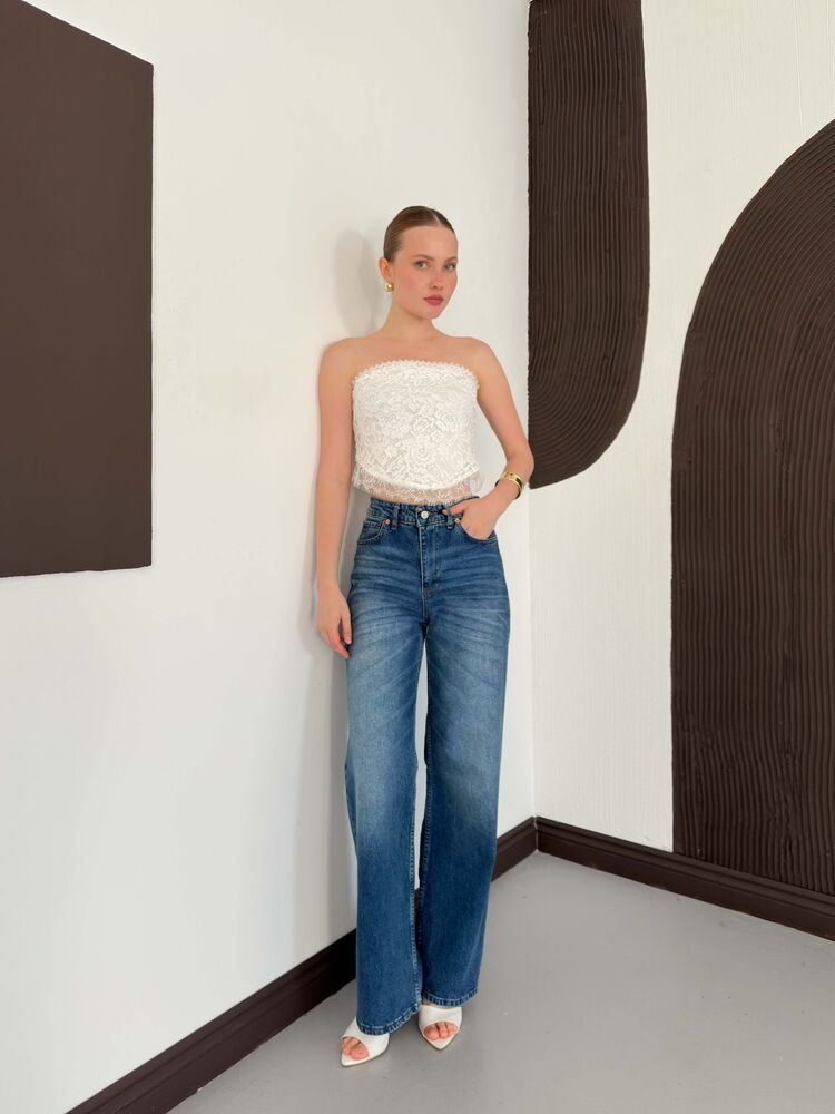 top13876 blouse sans bretelles en dentelle francaise creme image 3
