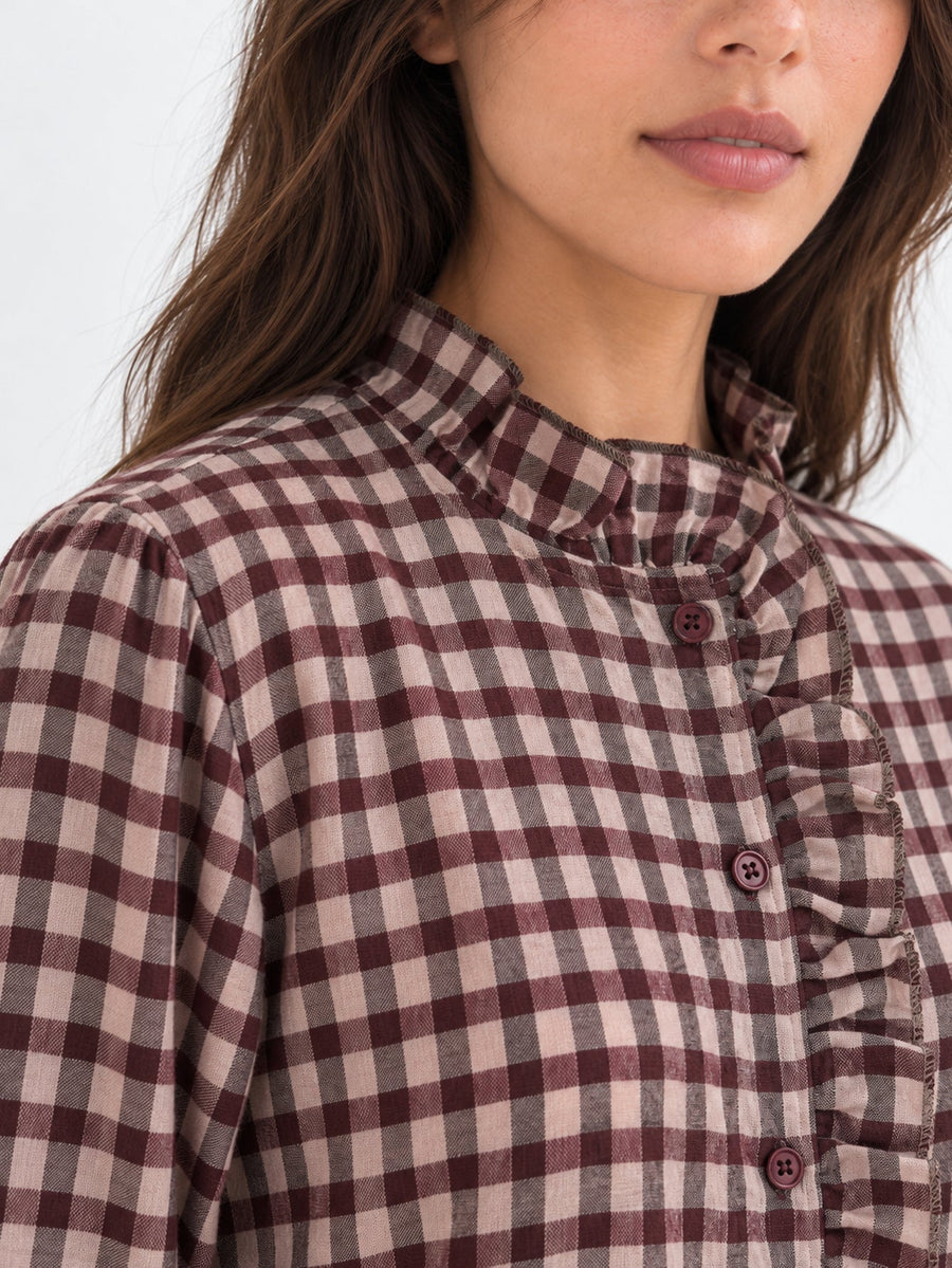 Dos blouse vichy bordeaux