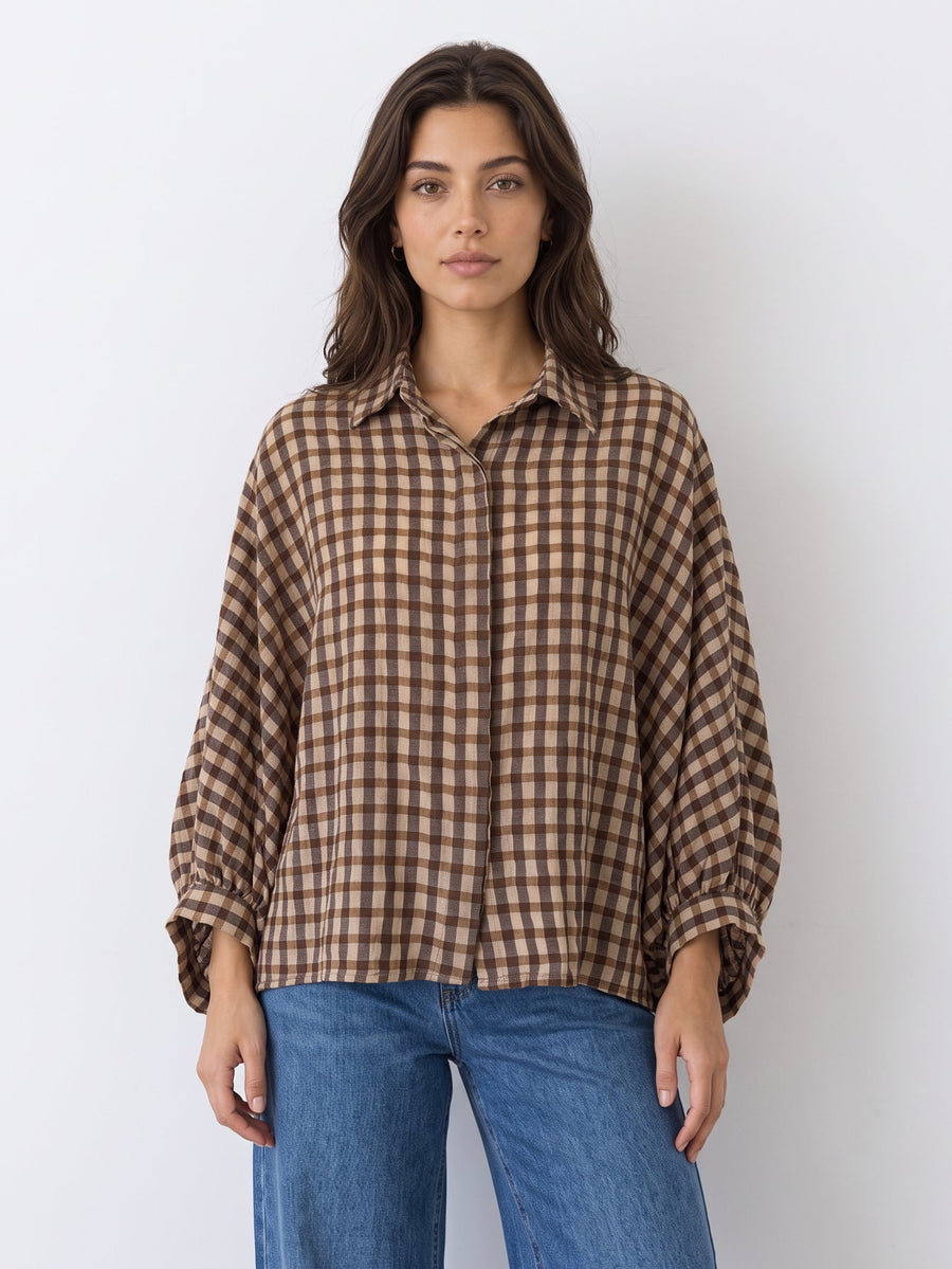 blouse vichy manches bouffantes