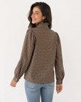 blouse vichy dos col volanté