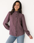 blouse vichy portée col volanté