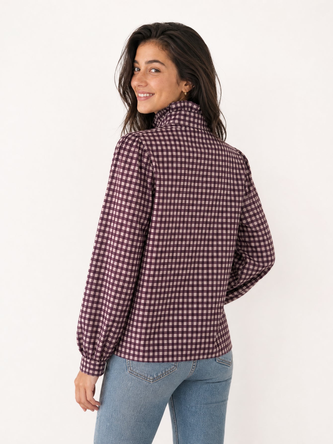 Profil blouse vichy prune