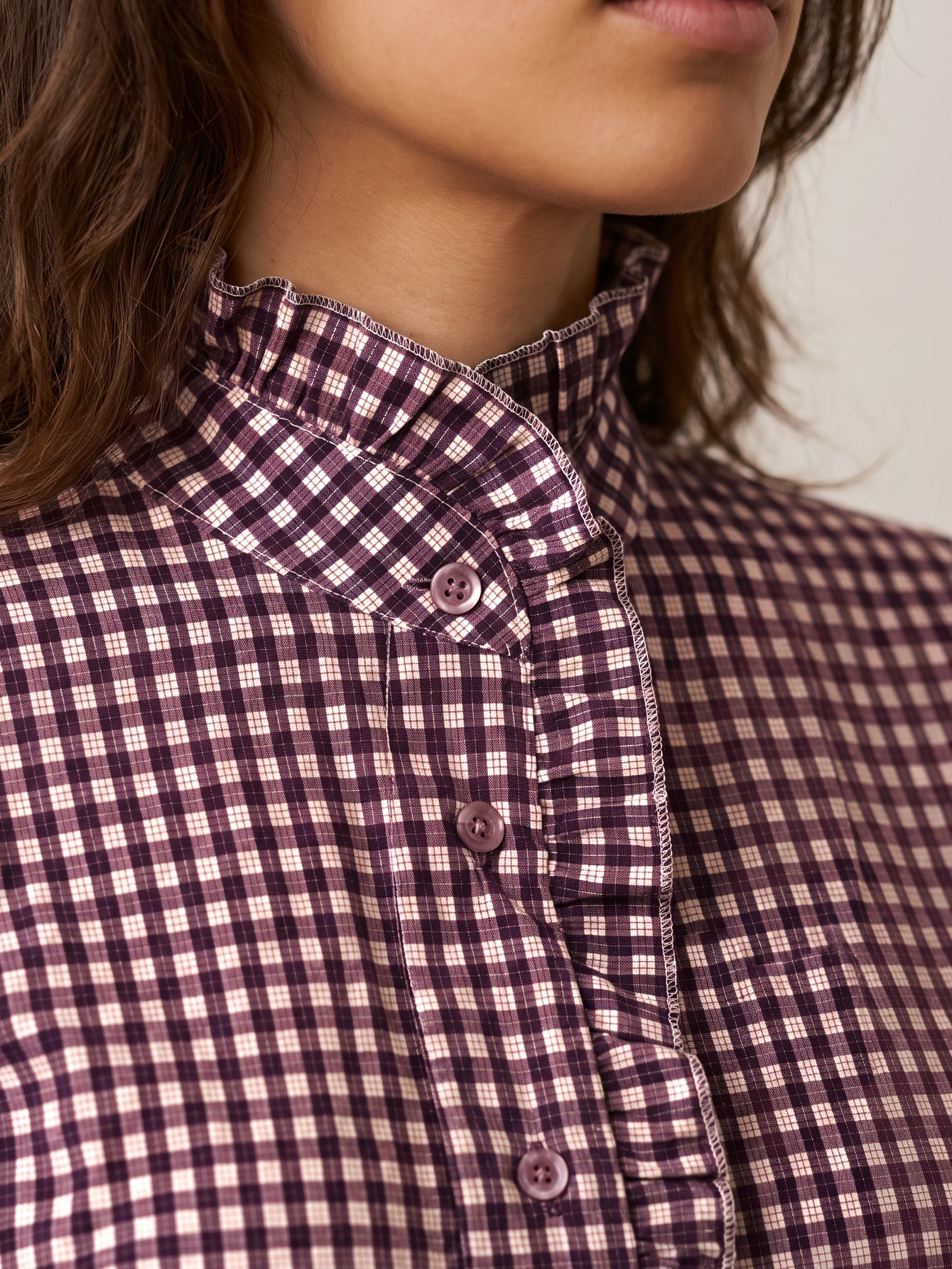 Dos blouse vichy prune