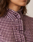 Dos blouse vichy prune