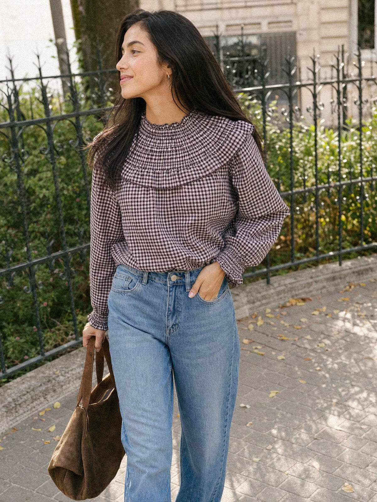 Dos blouse vichy bordeaux