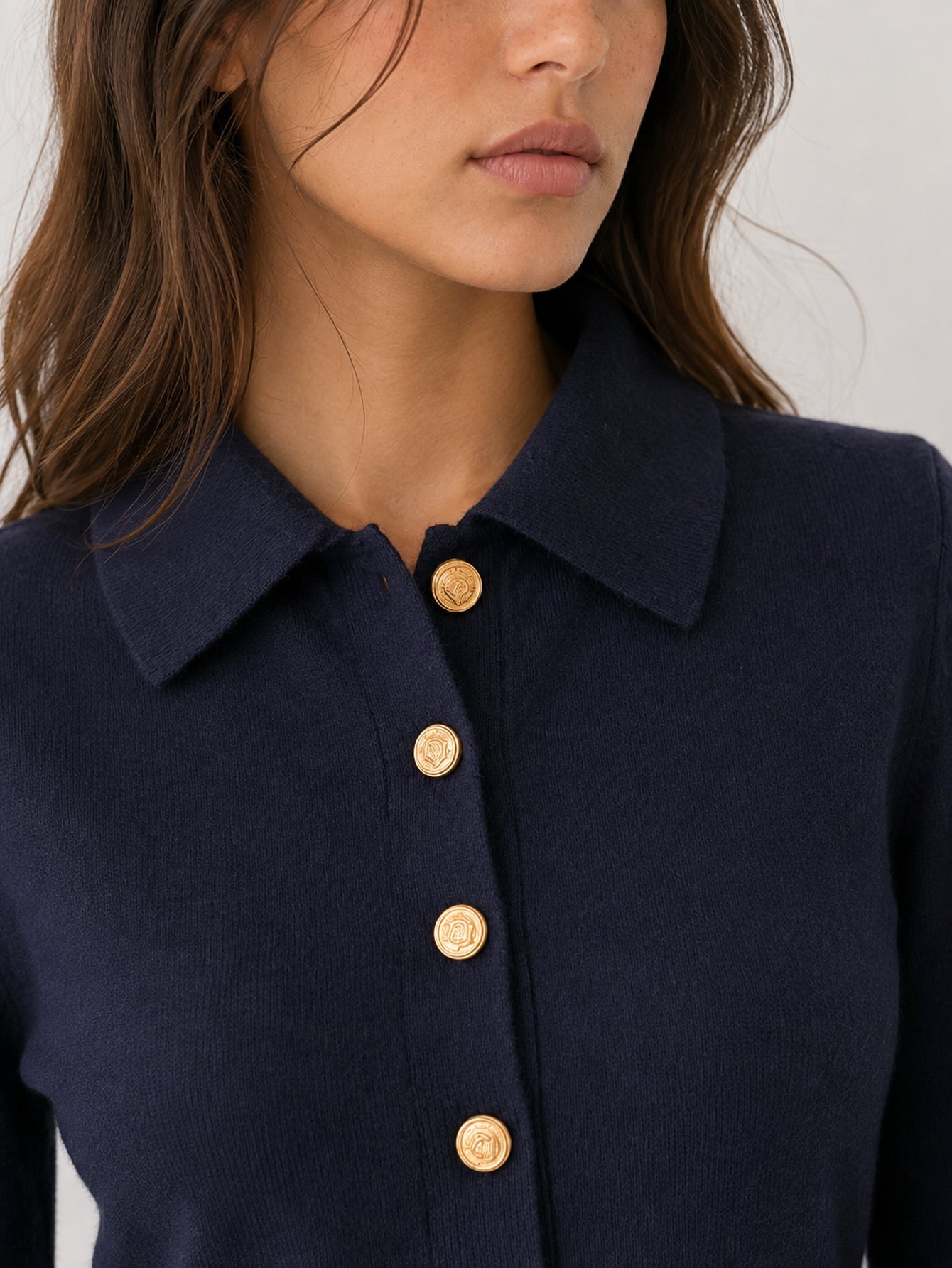 Body col polo bleu marine boutons dorés