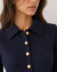 Body col polo bleu marine boutons dorés