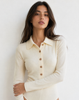 Body col polo écru boutons dorés