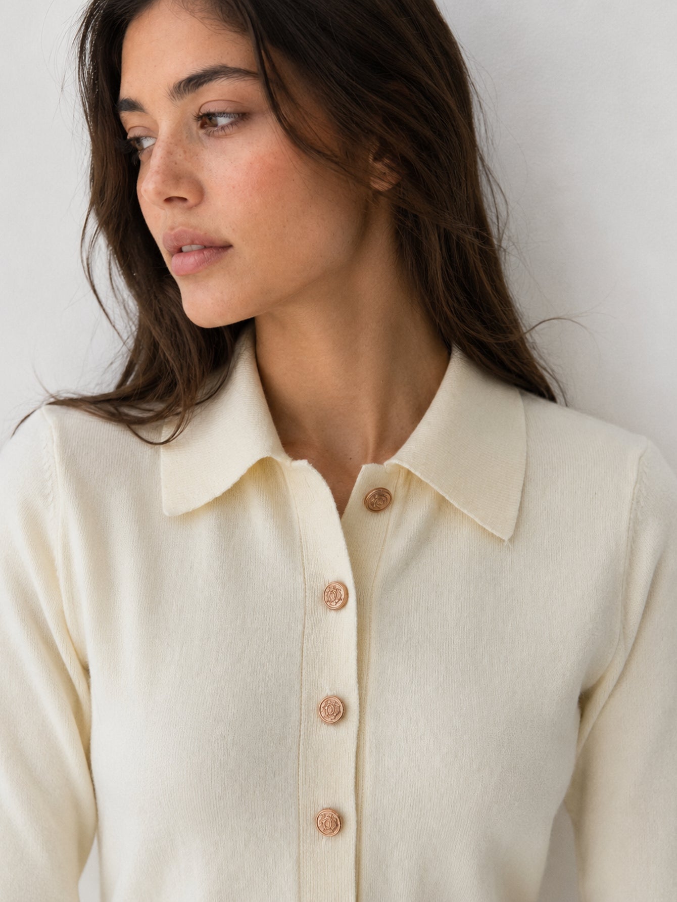 Body col polo écru détail boutons