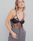 Body dentelle noir bretelles fines