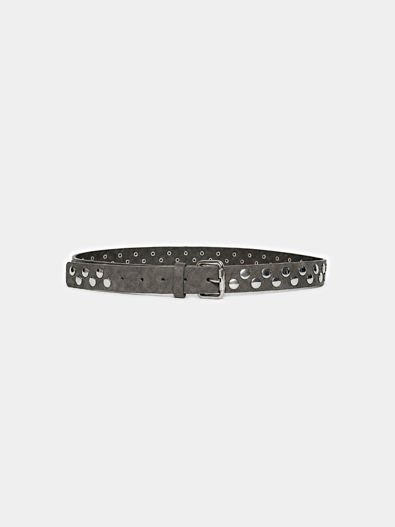 Ceinture cloutée grise boucle métal