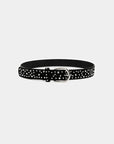 Ceinture cloutée en suédine noire boucle argentée