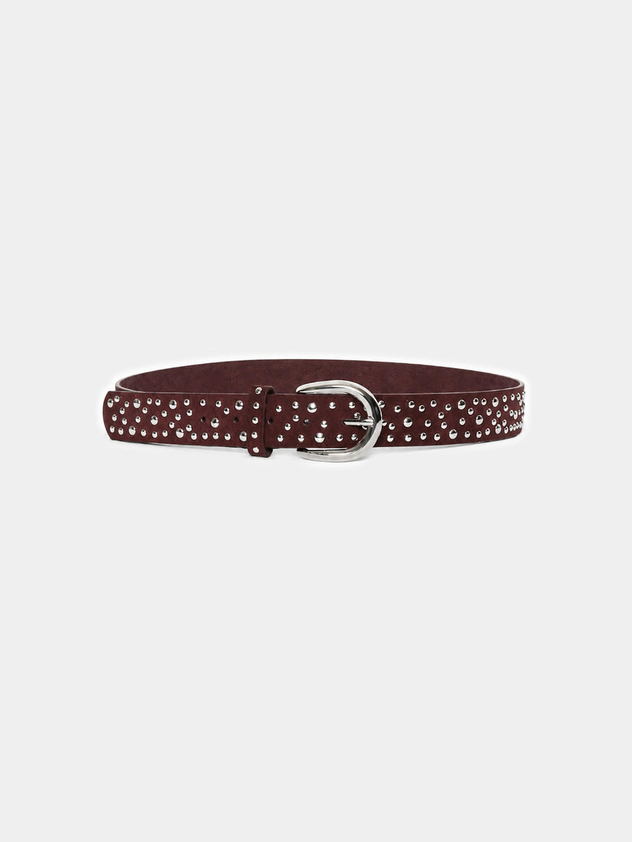 Ceinture cloutée en suédine bordeaux
