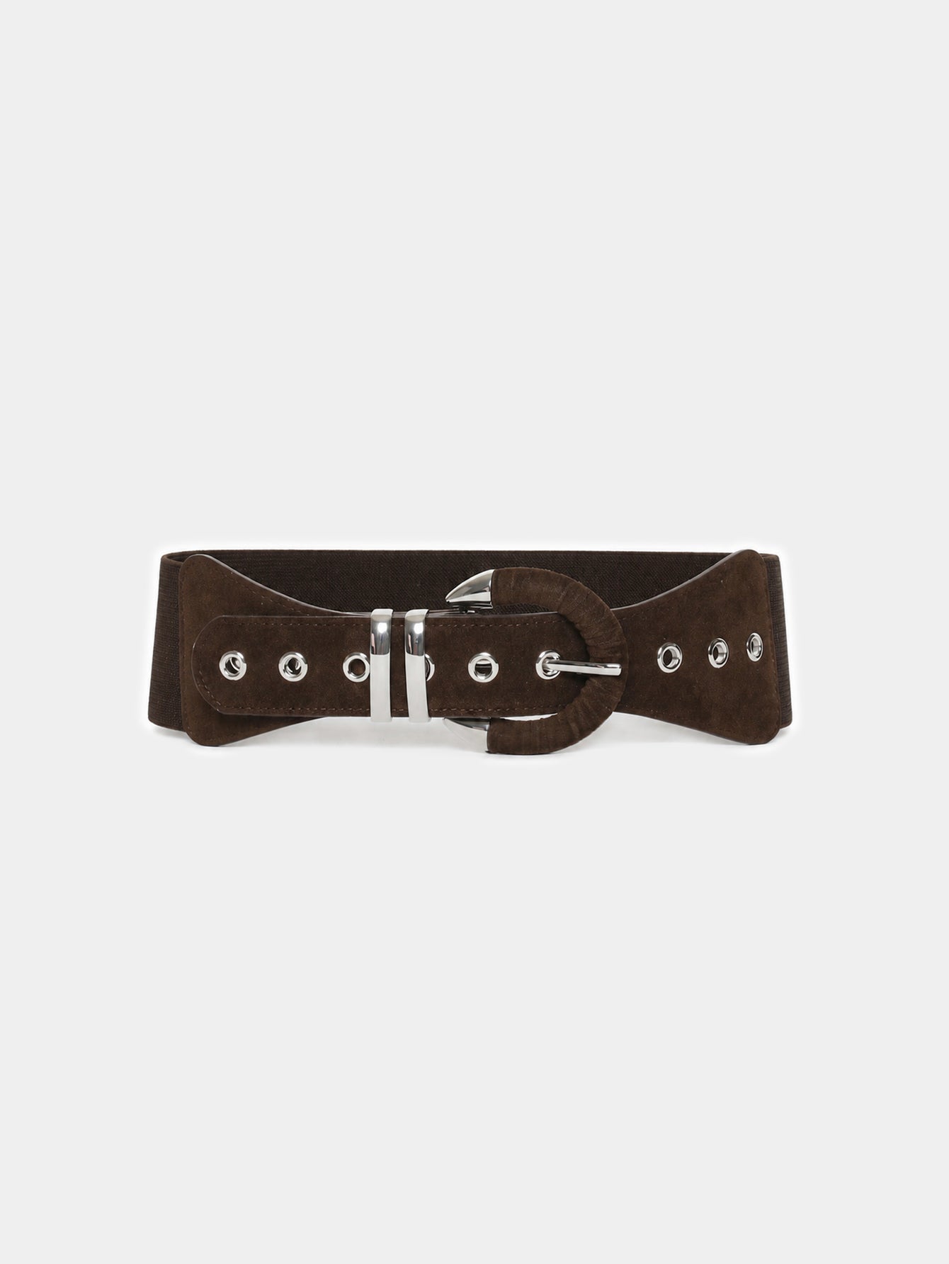 Ceinture élastique large effet suédine marron face