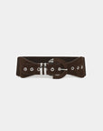 Ceinture élastique large effet suédine marron face