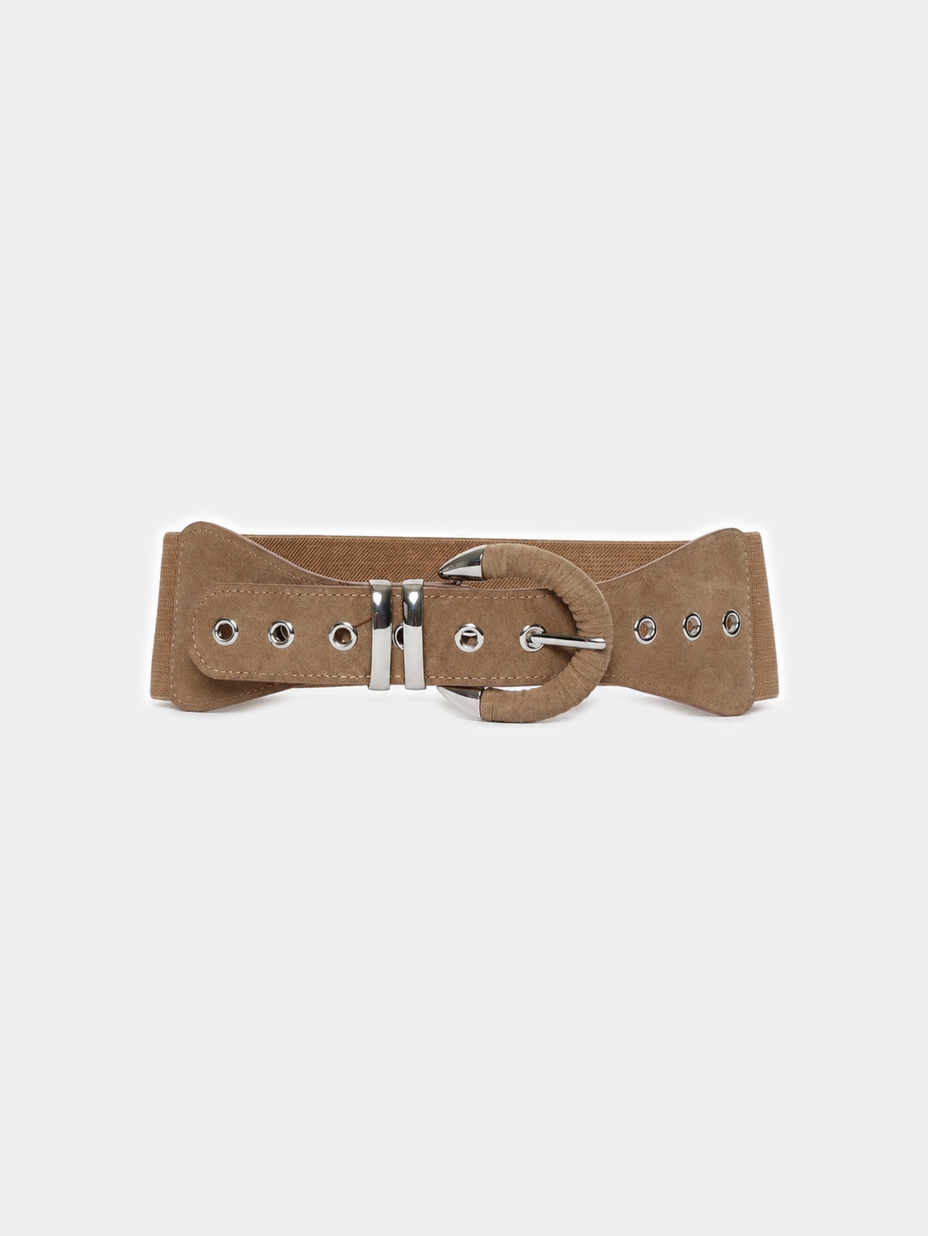 Ceinture élastique large effet suédine beige face